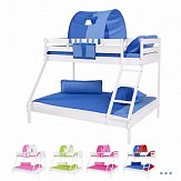 Dětská patrová postel z MASIVU BUK - MAXIM s rozšířeným spodním lůžkem - bílá