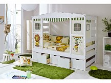 Dětská postel domeček SAFARI bílá úložné boxy