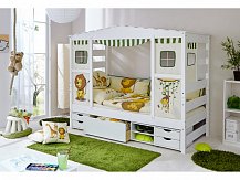 Dětská postel domeček SAFARI bílá s úložným prostorem
